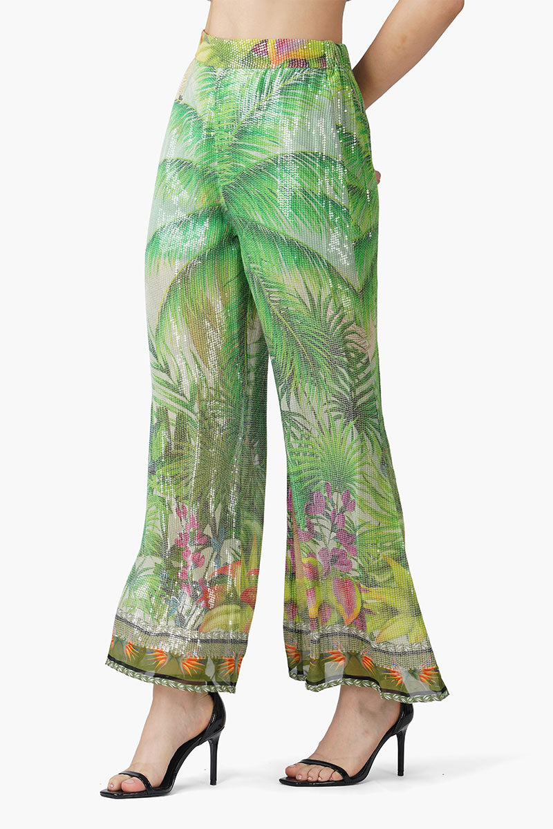 Palm Tree Sequinned Pants