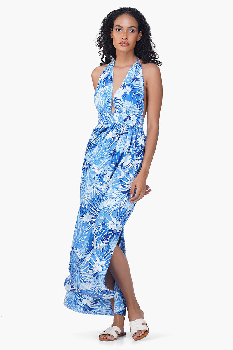 Tropical Blue Maxi Dress