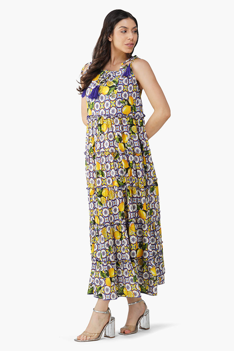 Citrus Lemon Maxi Dress