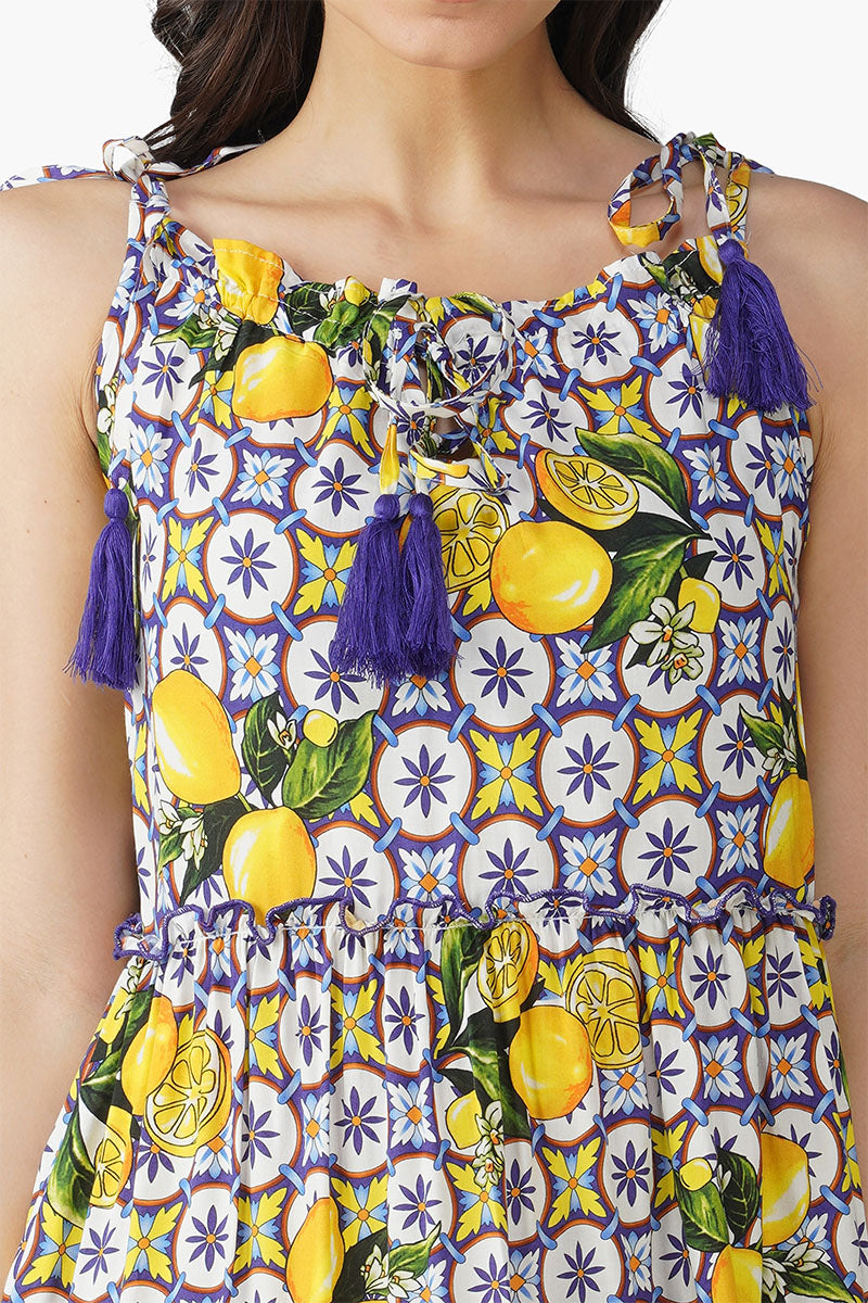 Citrus Lemon Maxi Dress