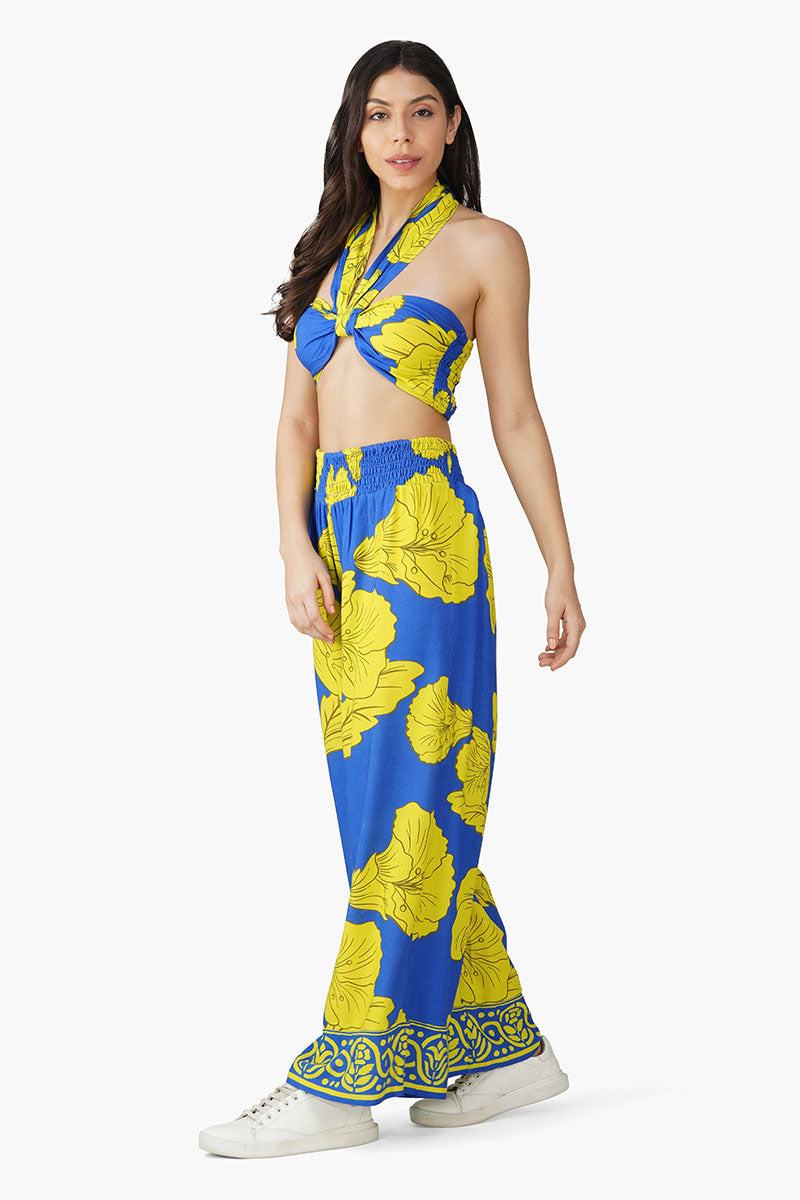 Yellow Daze Printed  Halter Top