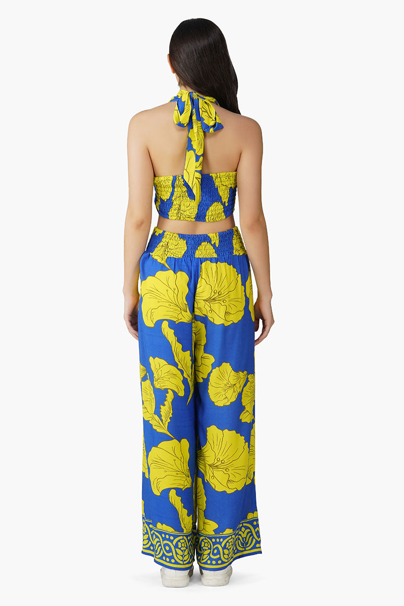 Yellow Daze Printed  Halter Top