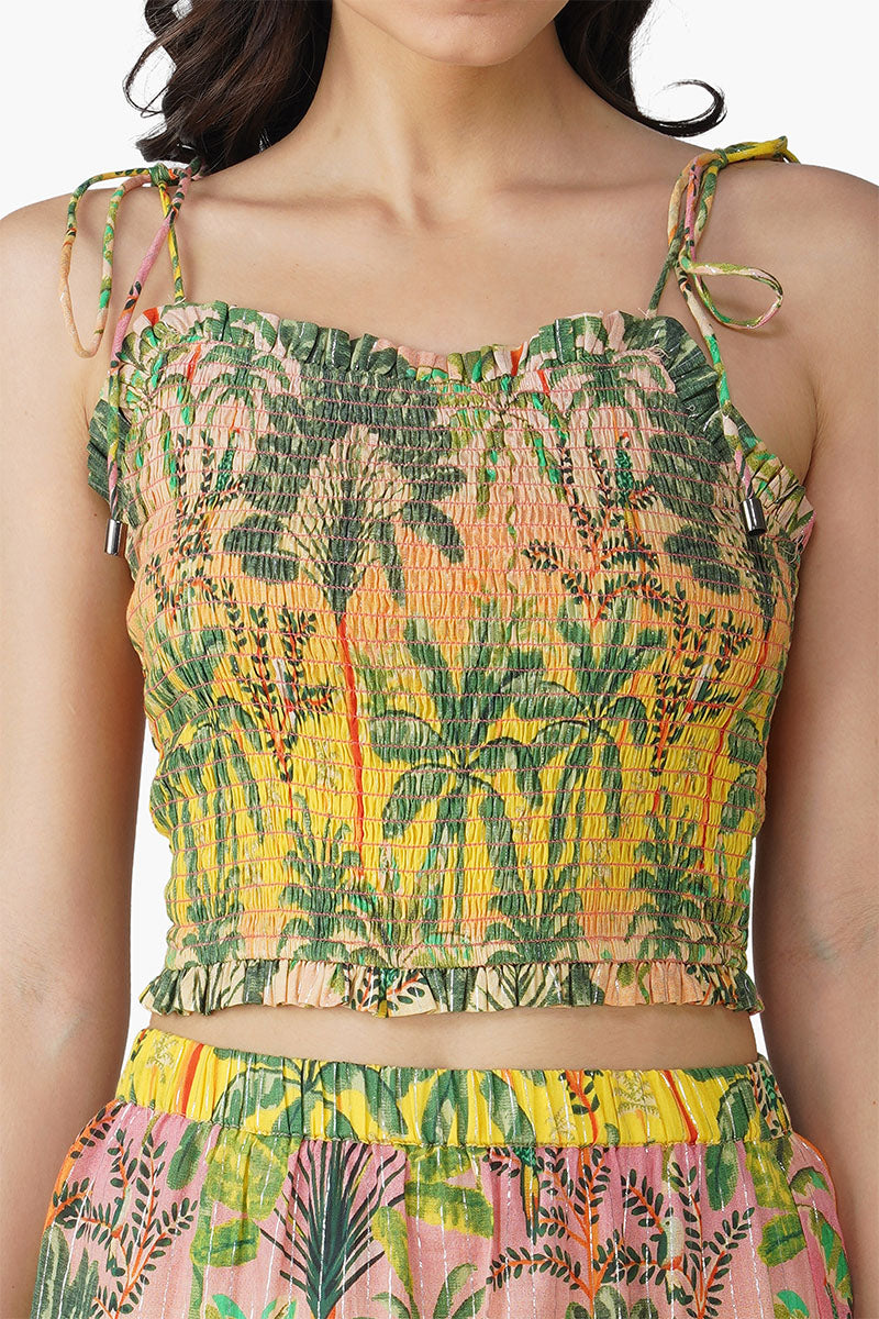 Endless Summer Printed Shirring Top