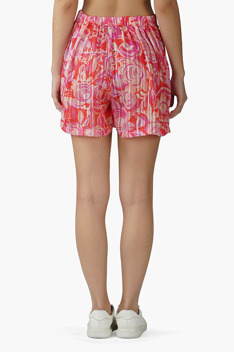 Sweet Pea Wine Printed Short