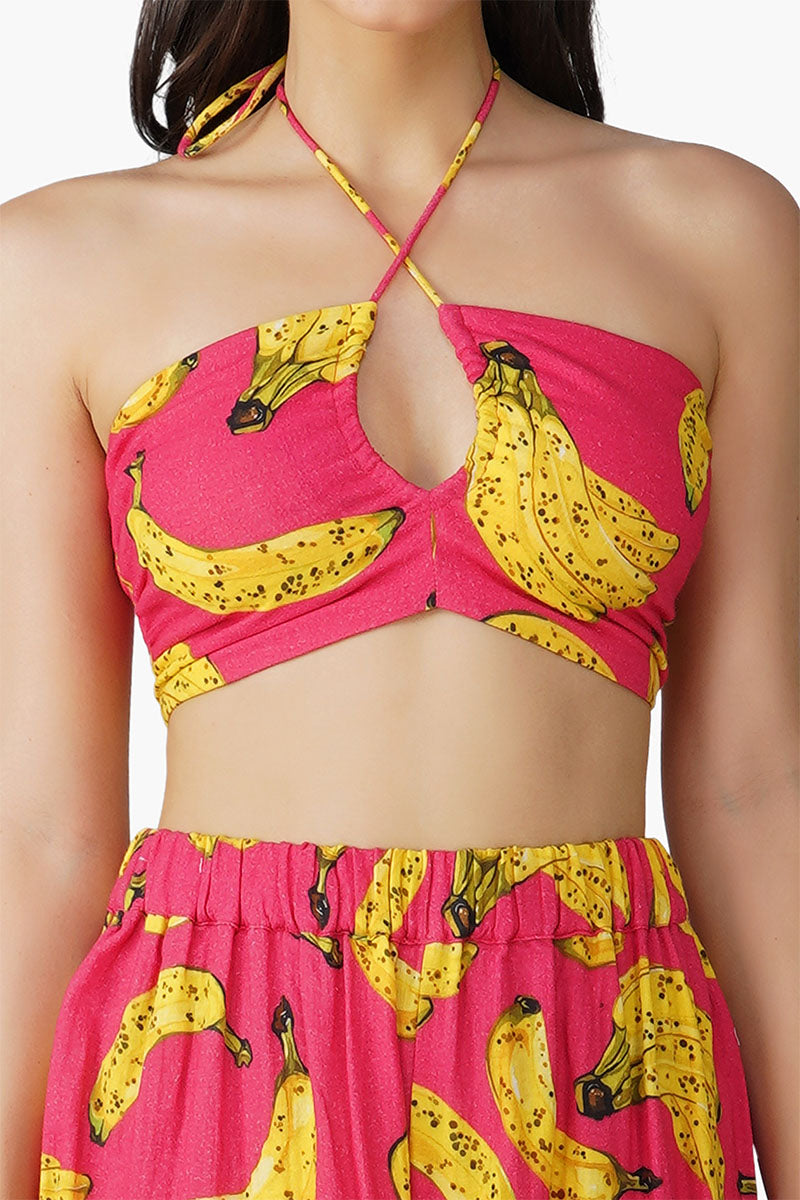 Just Bananas Pink Halter Top