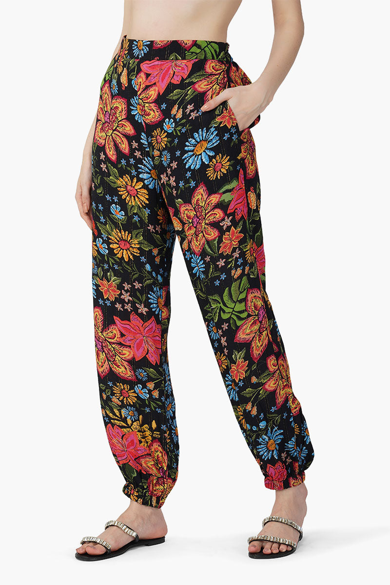 Black Multi Floret Pants