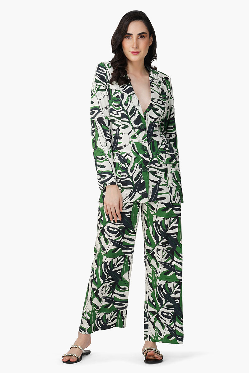 Green Birch Tropical Printed Blazer