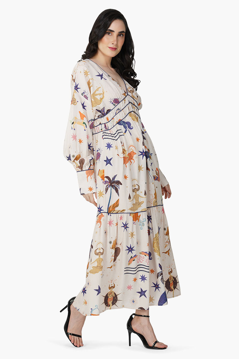 Day And Night Mix Match Celestial Printed Maxi Dress