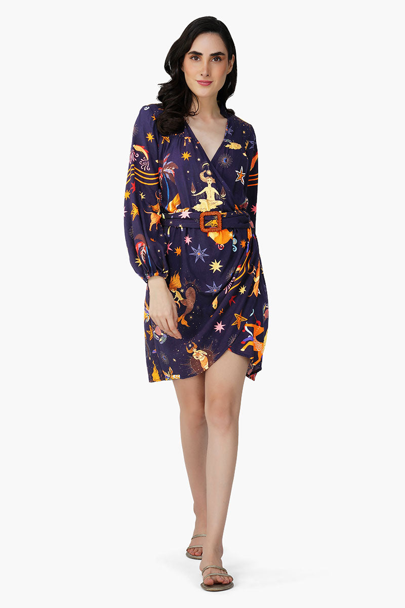 Dark Night Celestial Printed Short Dress