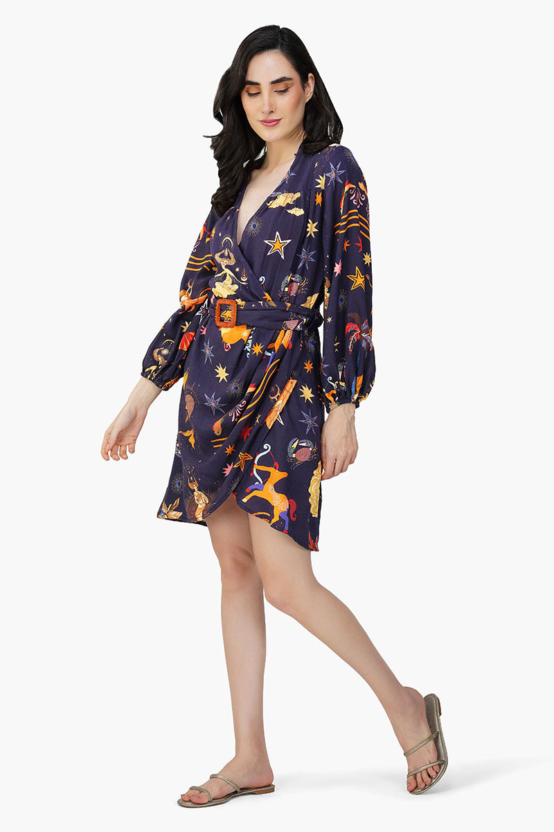 Dark Night Celestial Printed Short Dress