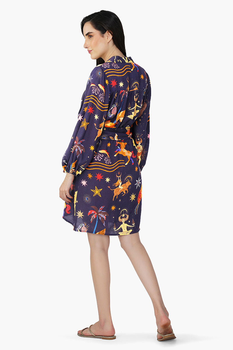 Dark Night Celestial Printed Short Dress