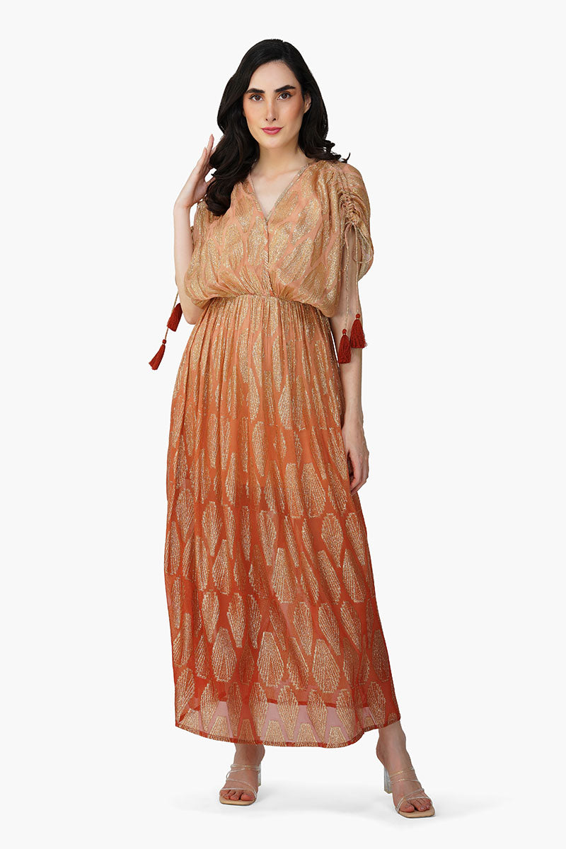 Sandstone Lurex Ombré Maxi Dress