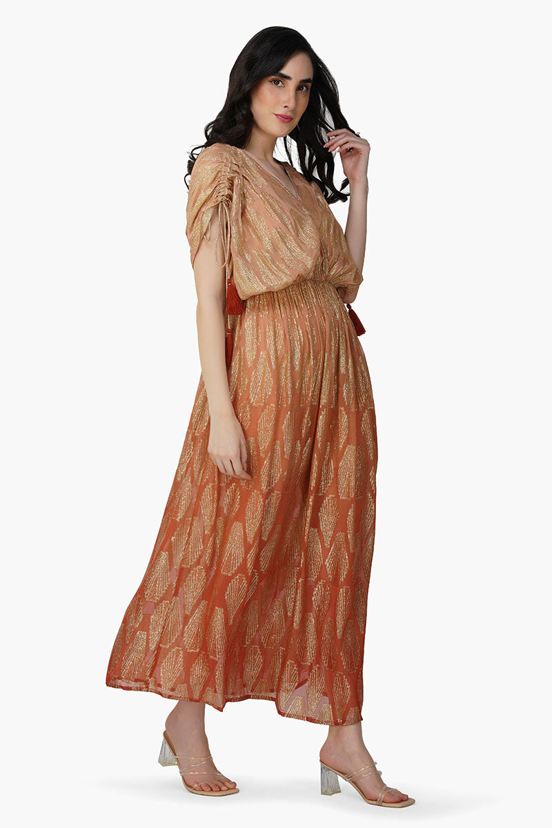 Sandstone Lurex Ombré Maxi Dress