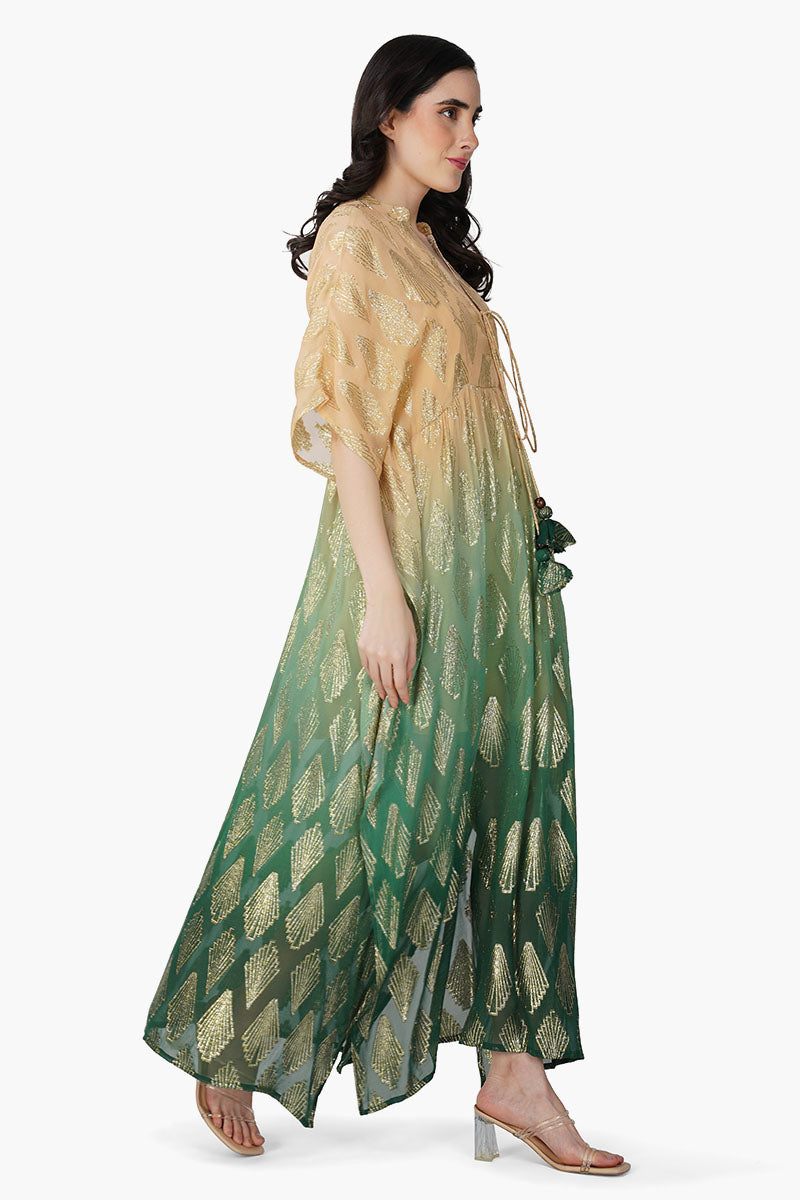 Jungle Green Ombray Lurex Kaftan