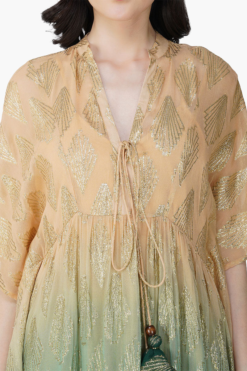 Jungle Green Ombray Lurex Kaftan