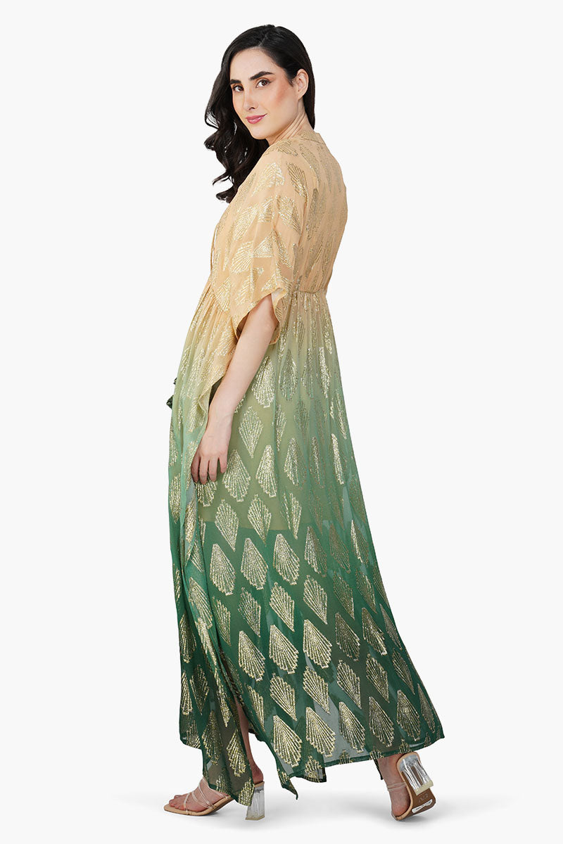 Jungle Green Ombray Lurex Kaftan