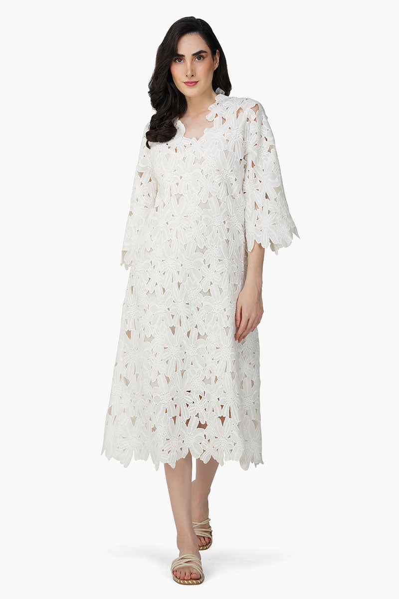 Peral Lace Flower Cover Up Dress