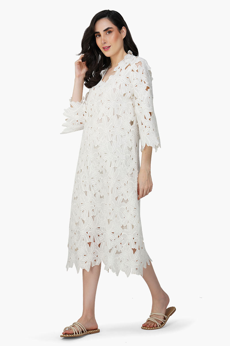 Peral Lace Flower Cover Up Dress