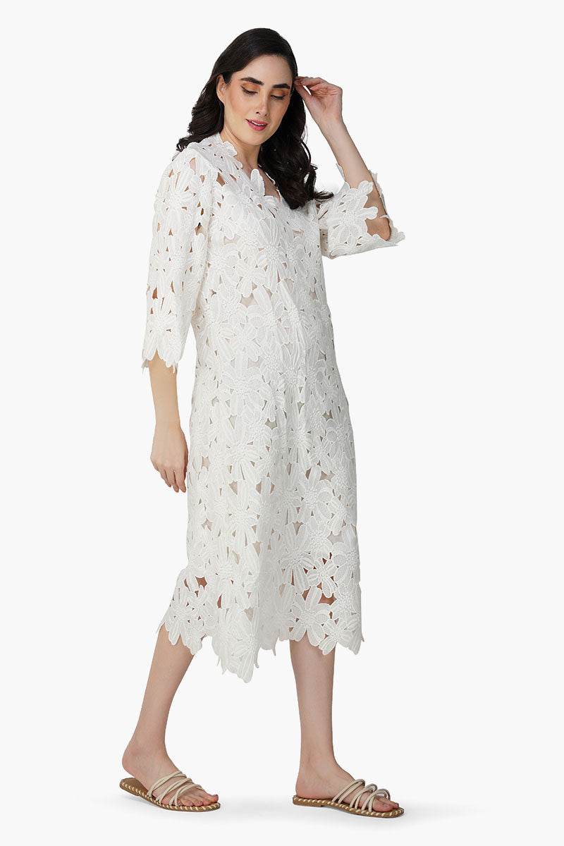 Peral Lace Flower Cover Up Dress