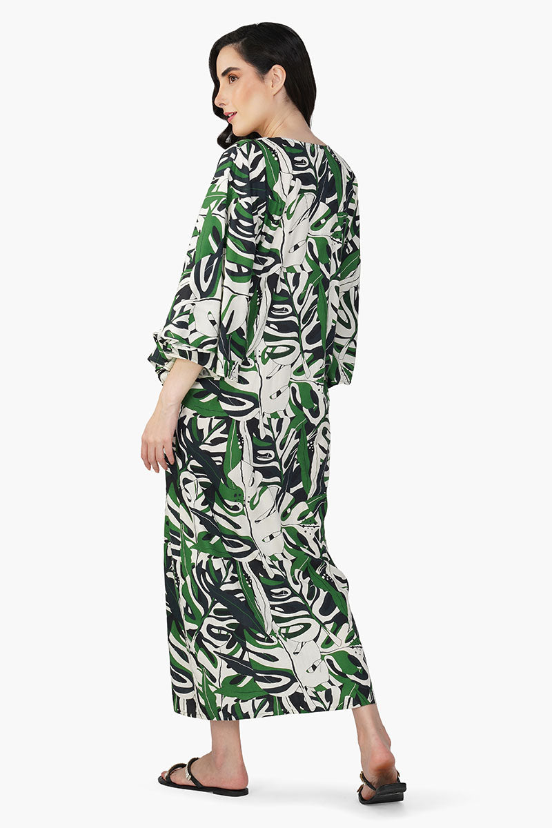 Green Birch Tropical Printed Maxi Dress