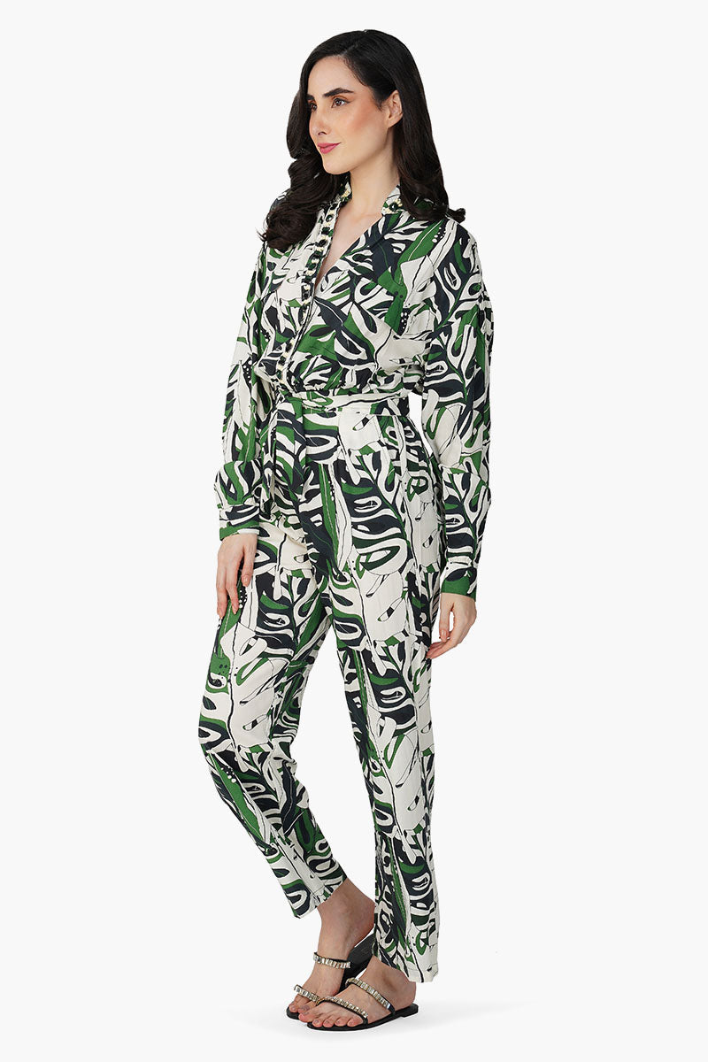 Green Birch Tropical Printed Jumpsuit