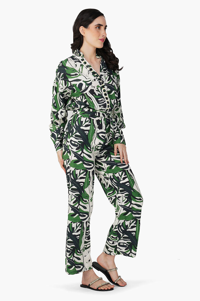 Green Birch Tropical Printed Jumpsuit