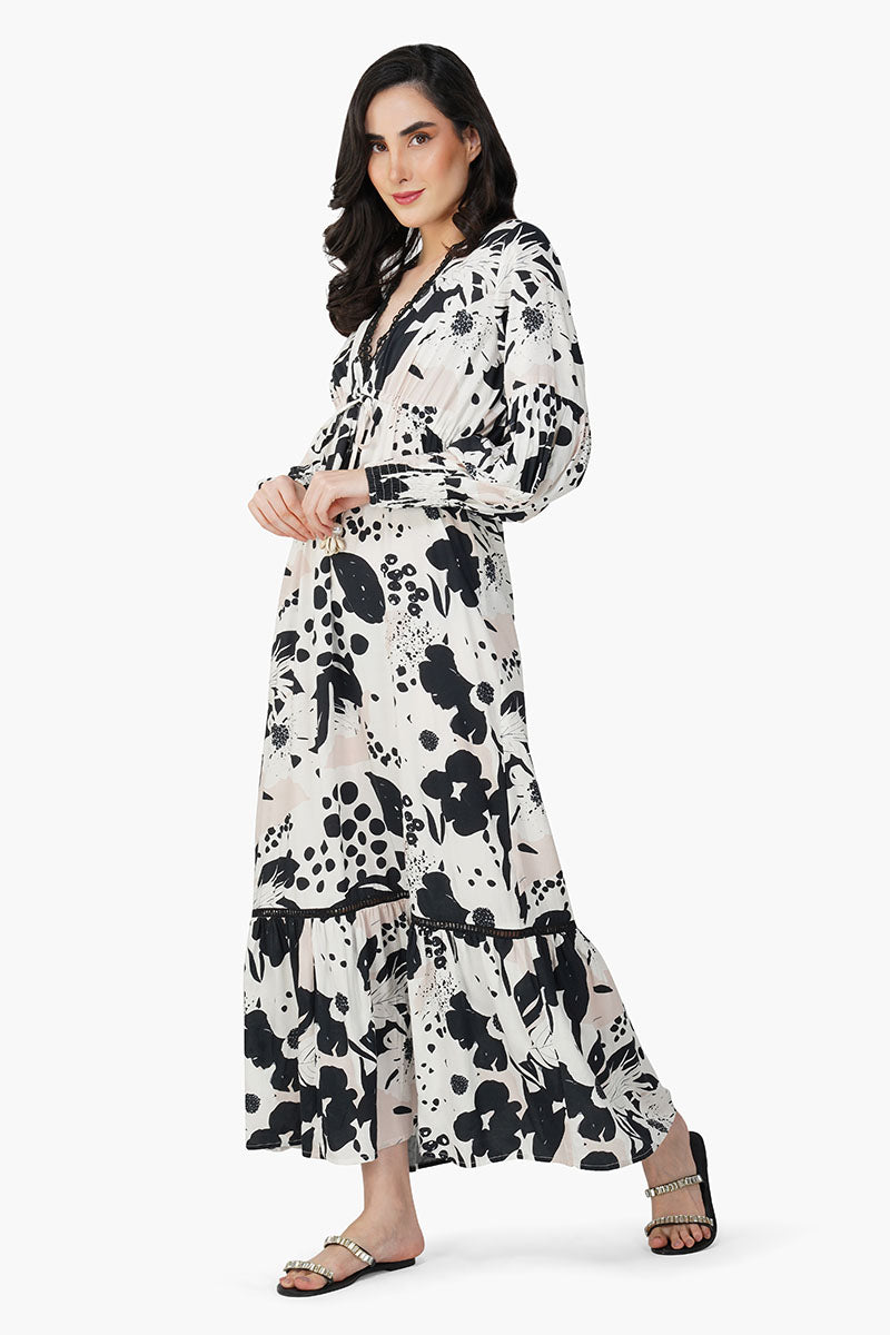 Garden Of Flower Printed Maxi Dress