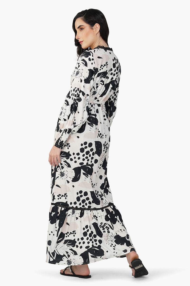 Garden Of Flower Printed Maxi Dress