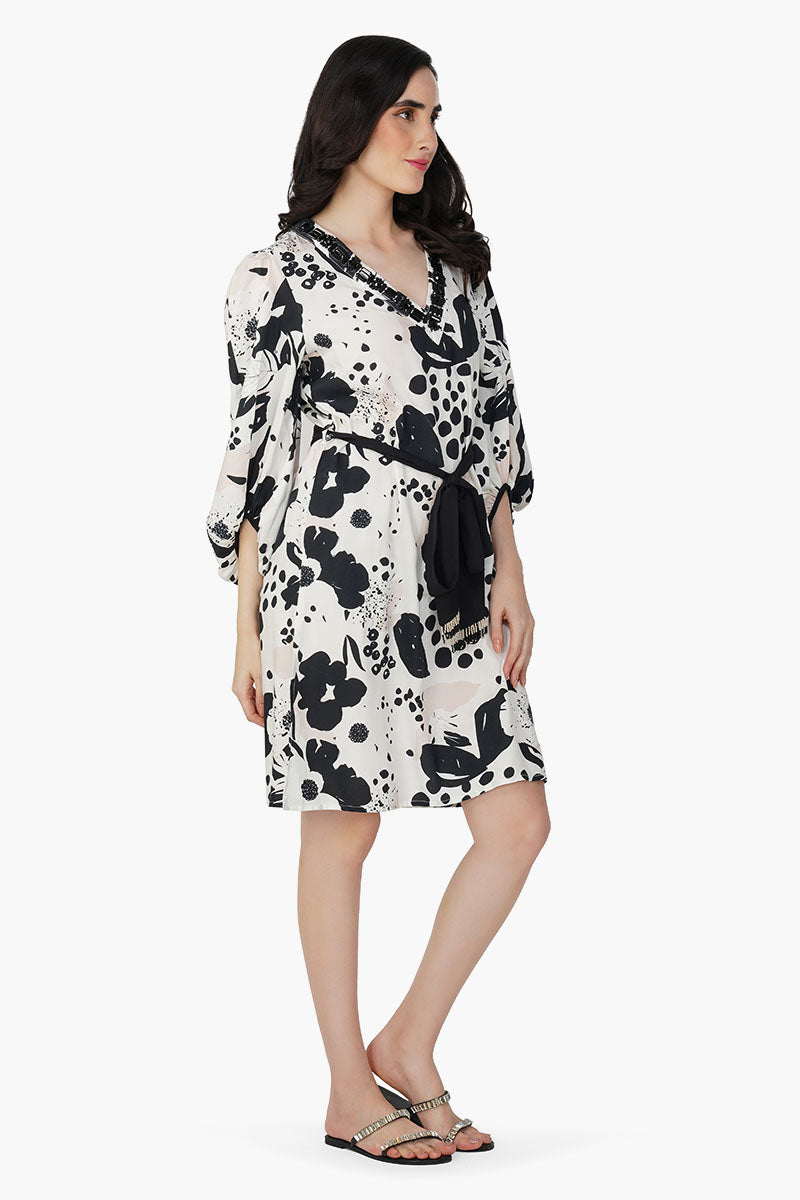 Garden Of Flower Printed Short Dress