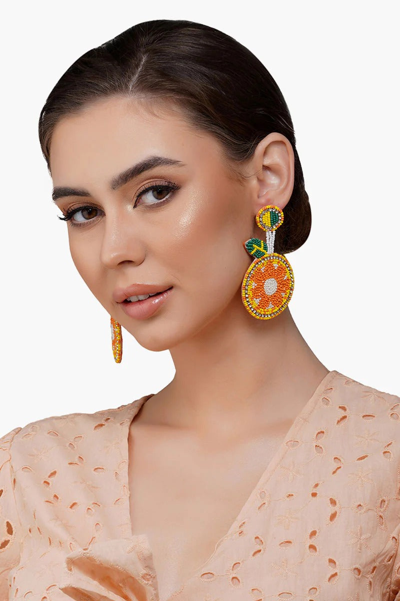 Orange Beaded Earrings