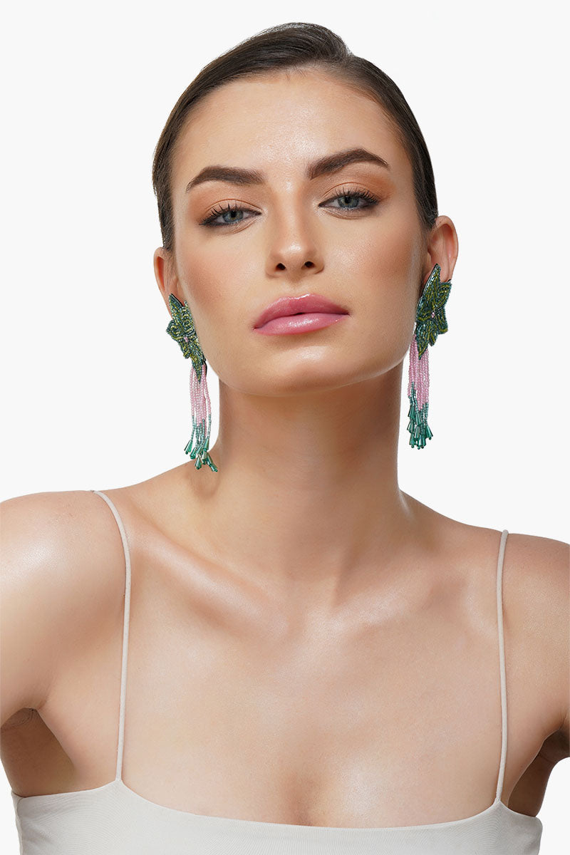 Flower Tassel Drop Earrings