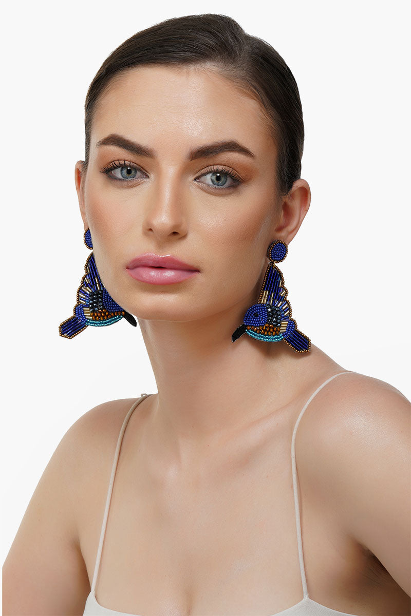 Blue Queen Beaded Earrings