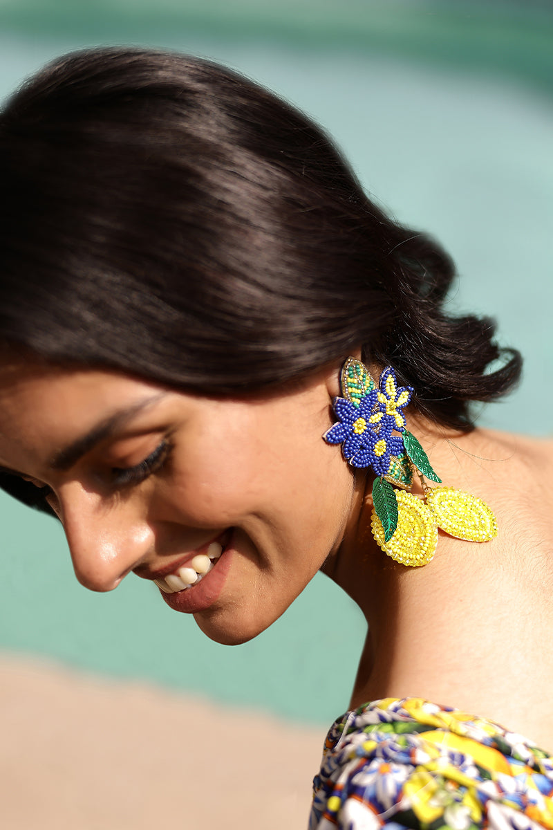 Positano Lemon Beaded Long Earrings America Beyond