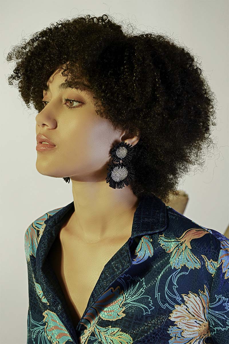 Black and silver statement earrings store