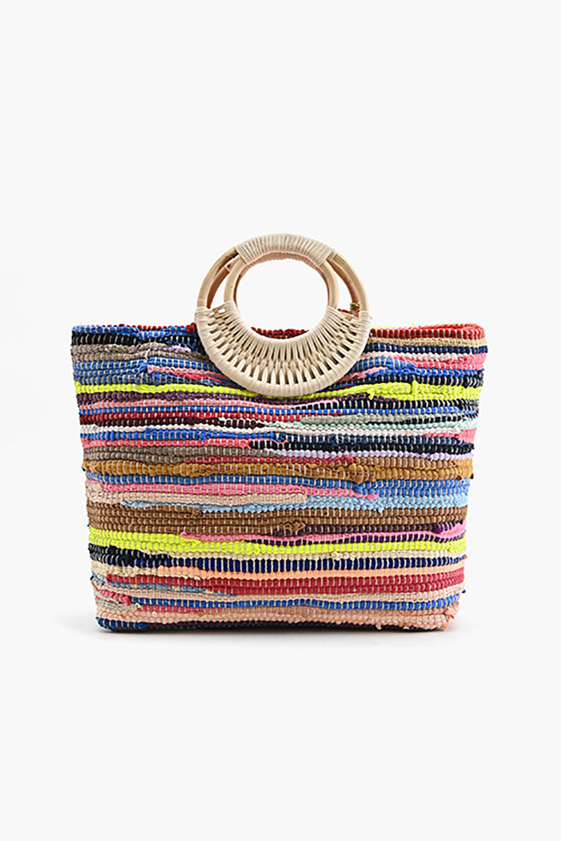 Rainbow Handwoven Tote With Tassel