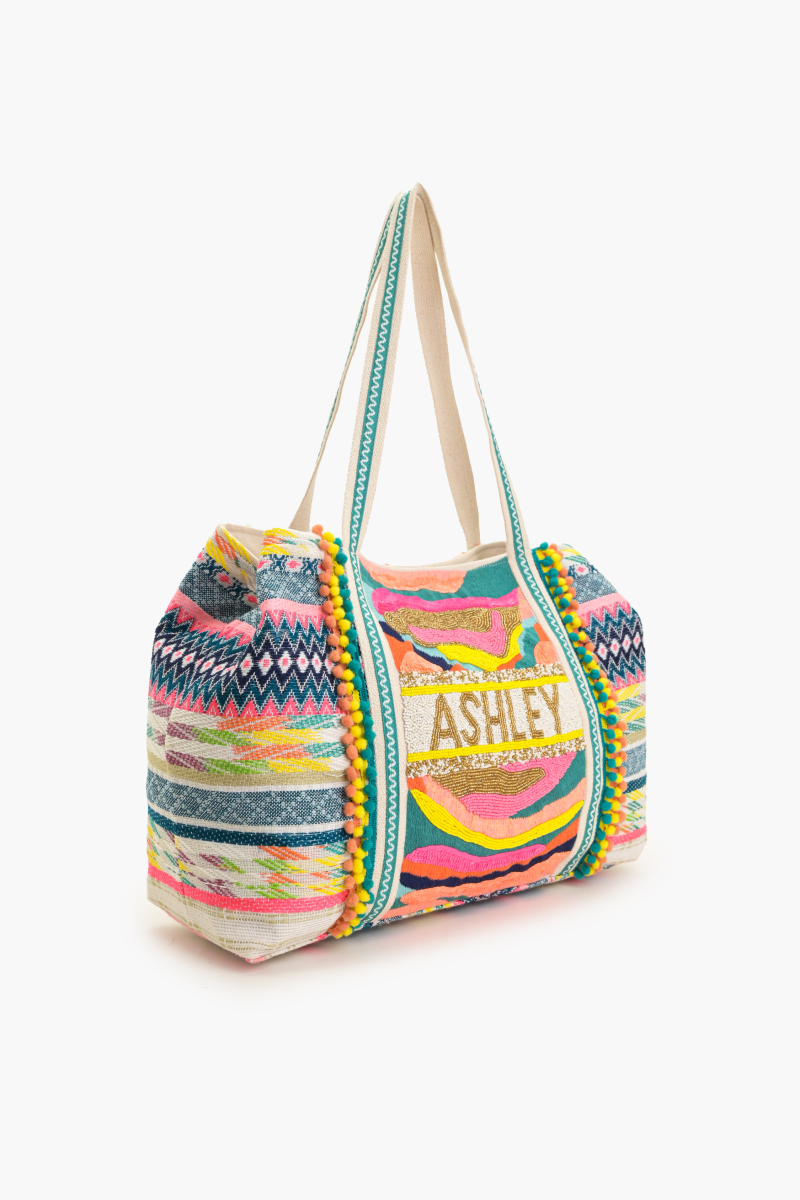 Daphne Embellished Multi-colored Hand Beaded Tote