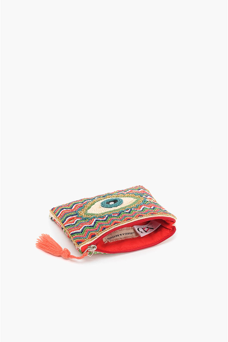 Pink Embellished Evil Eye Mini Pouches