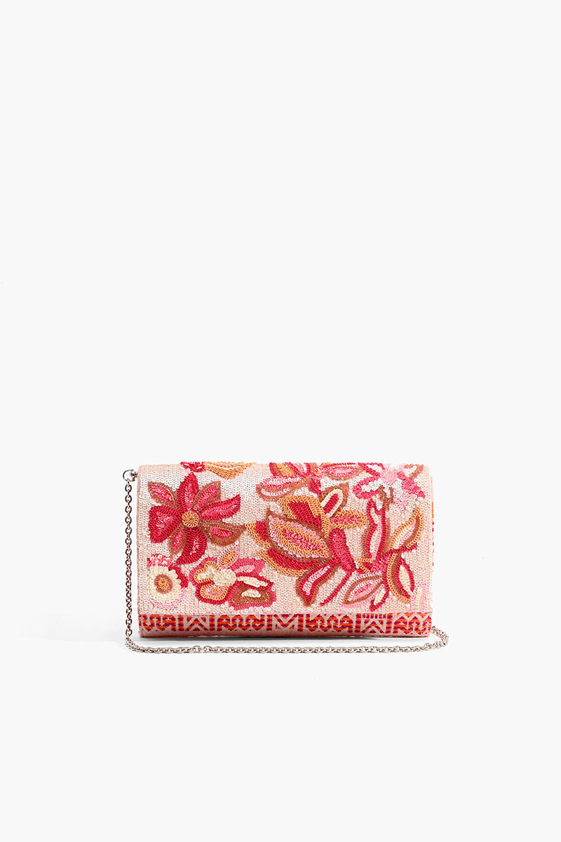 Embellished Convertible Clutch with Strap- Petal Pink – America & Beyond