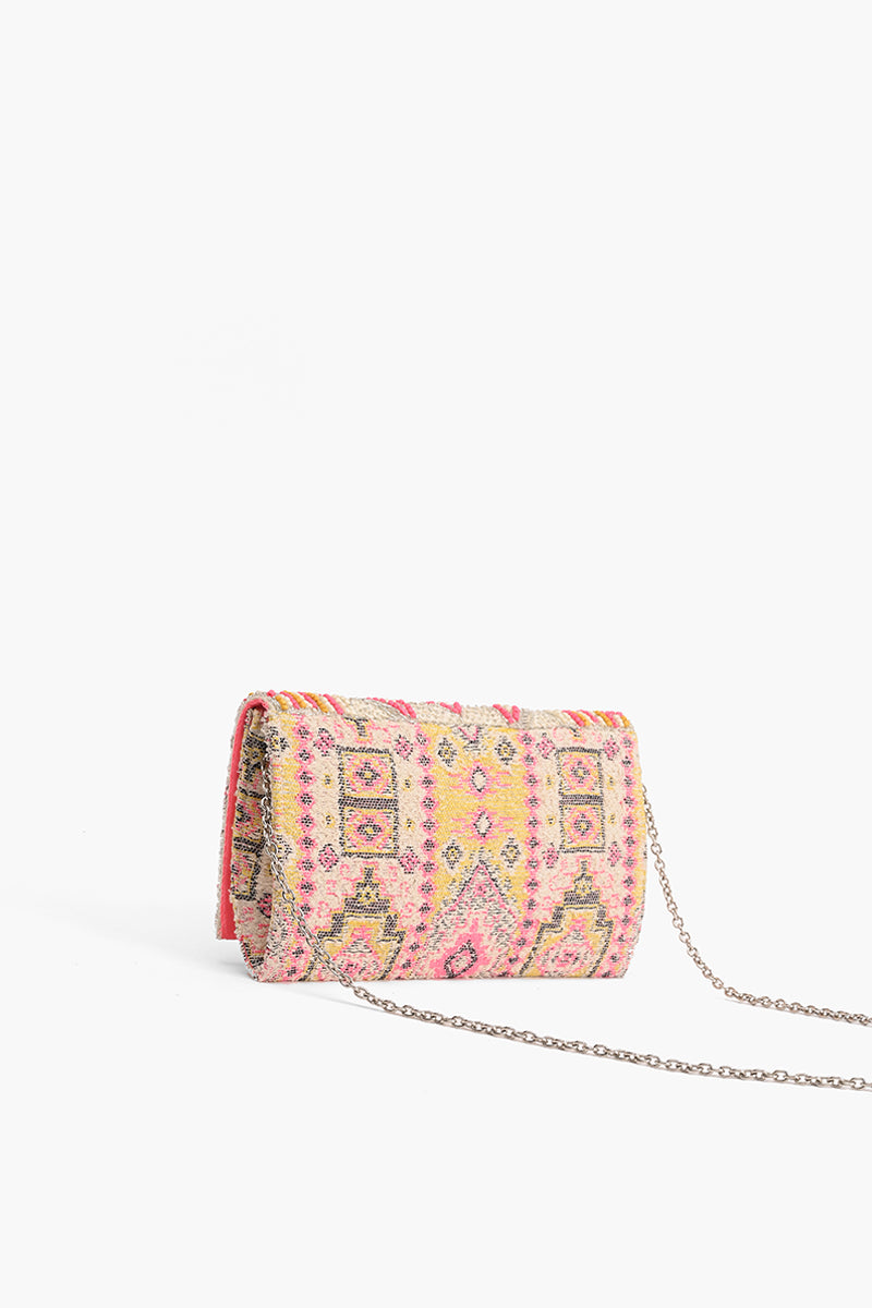 Elegant Pink Aztec Embellished Clutch – America & Beyond