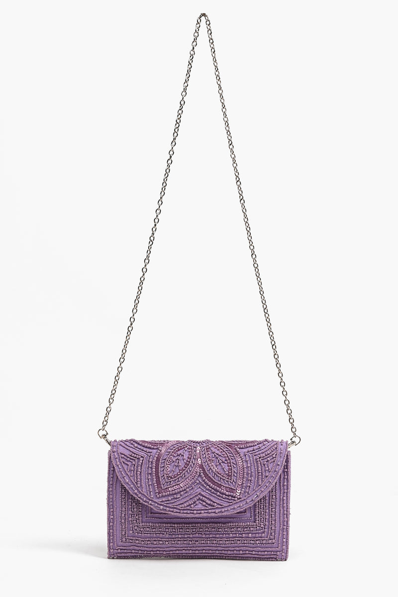 Digital Lavender Embellished Clutch