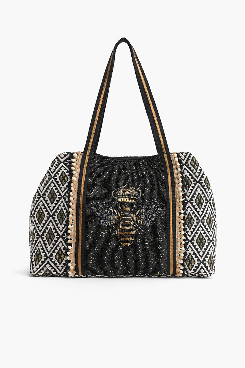 Queen Bee with Gold Crown and Laurel Frame Tote Bag by Avenie
