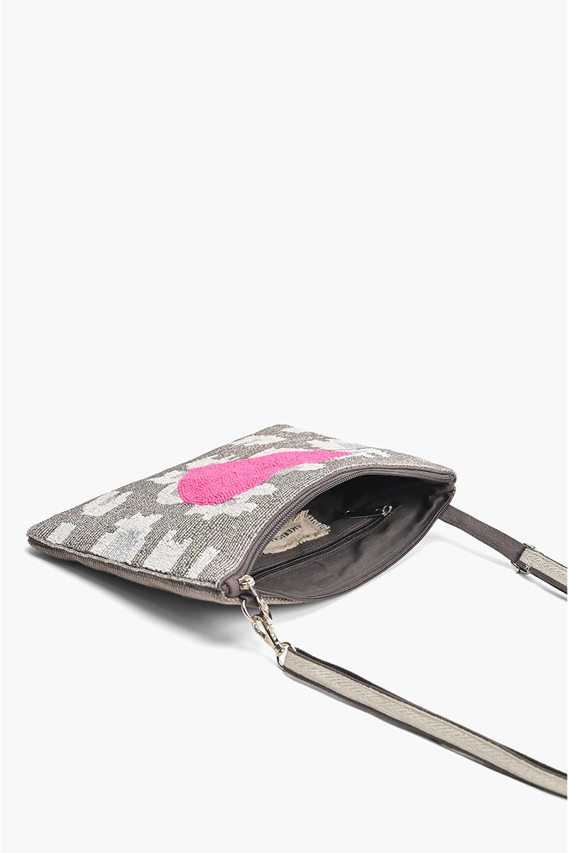 Pink Heart Top Zip Clutch