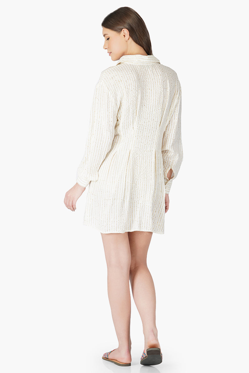 Golden Stripe Shirt Dress