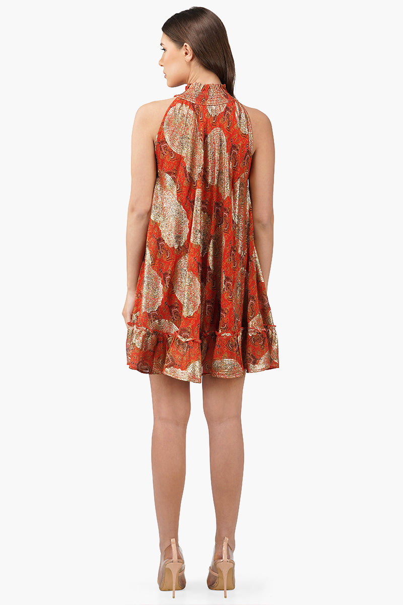 Omnia High Neck Short Dress