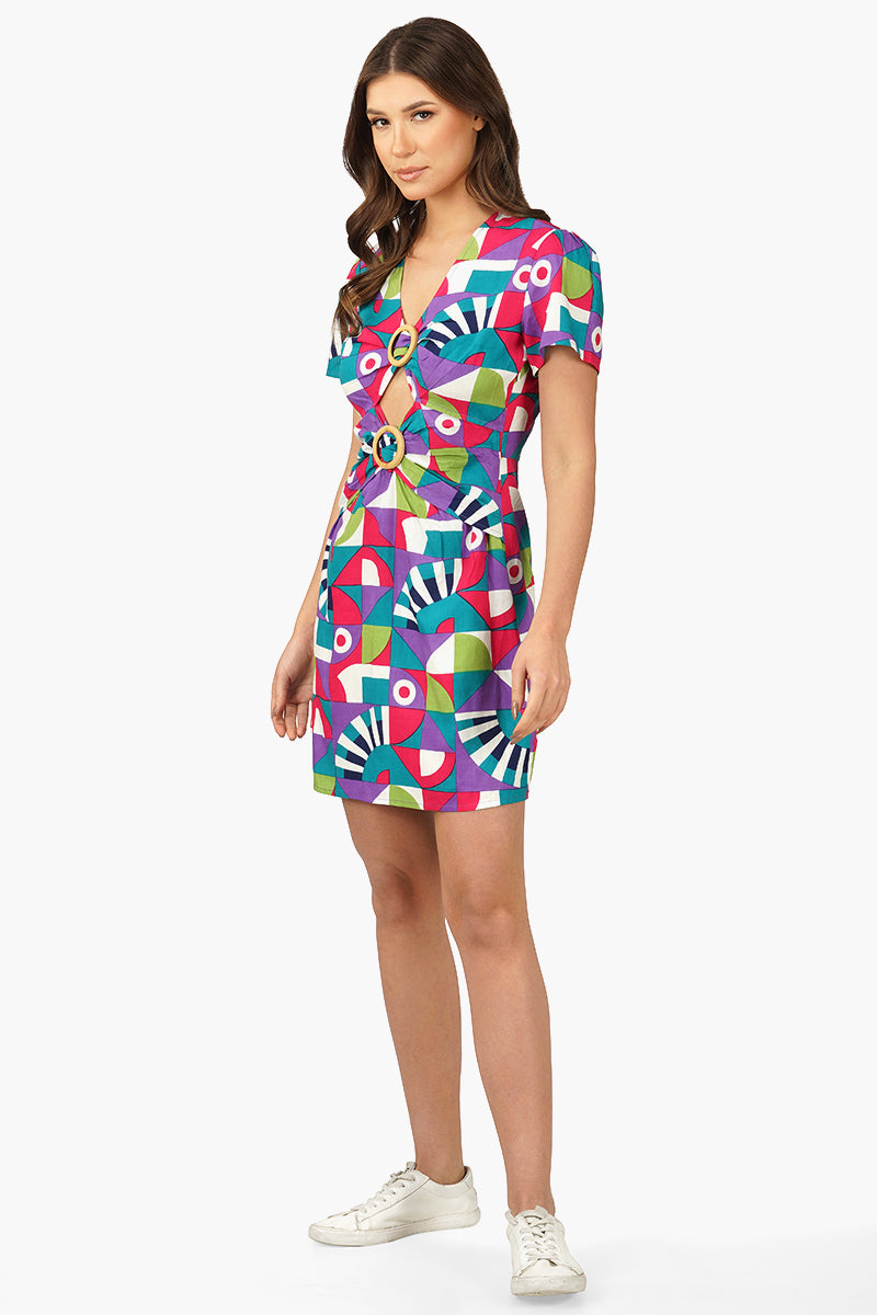 Geo Toucan Viscose Mini Dress