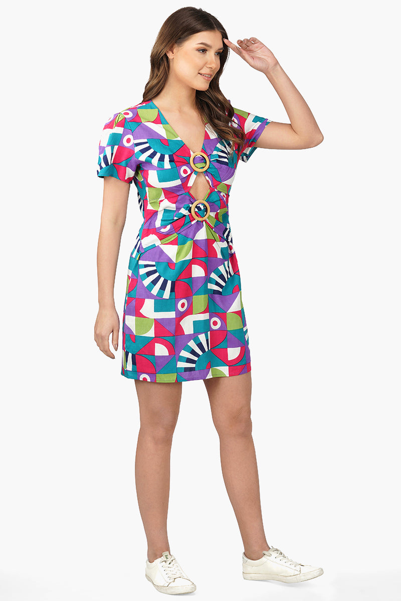 Geo Toucan Viscose Mini Dress