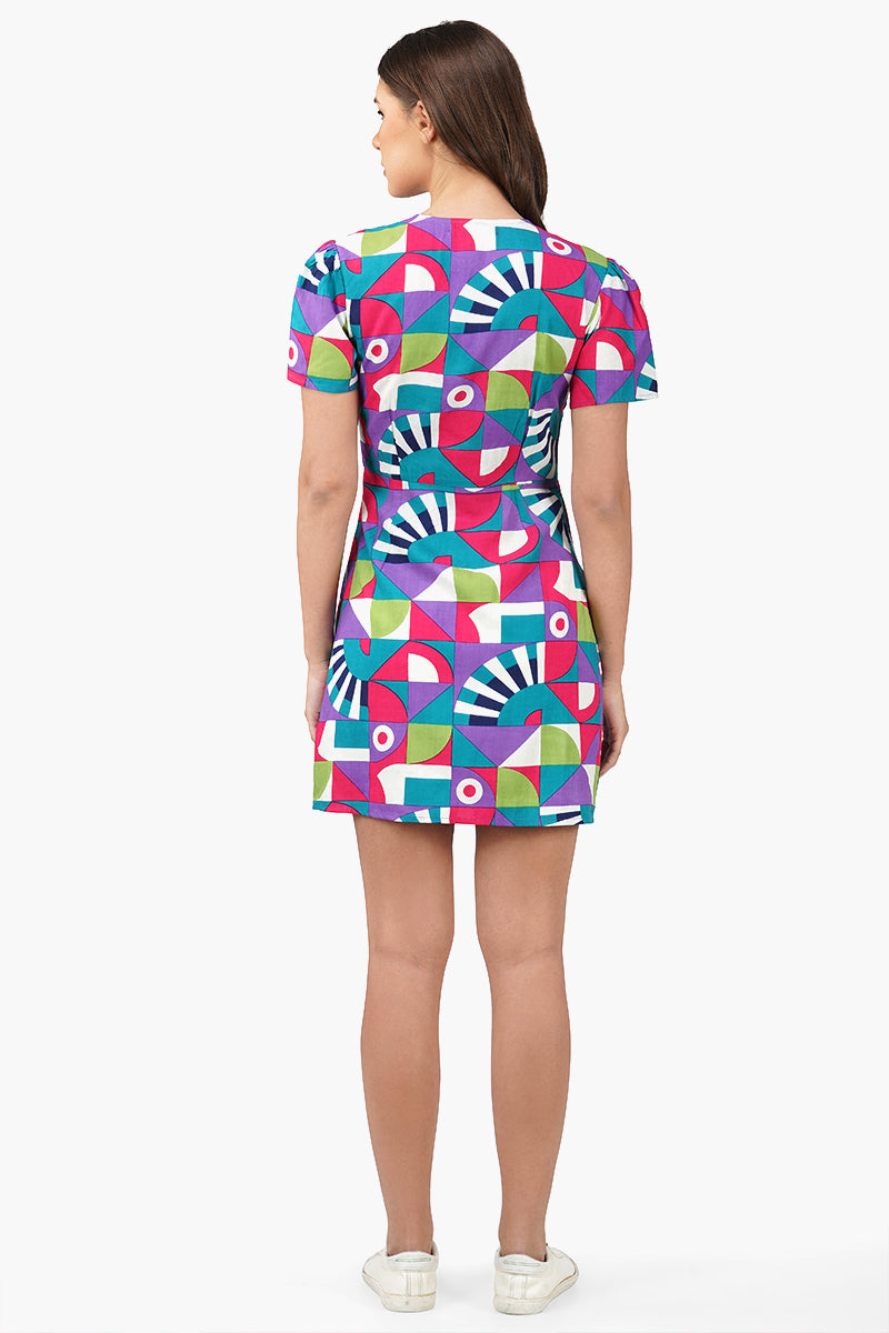 Geo Toucan Viscose Mini Dress