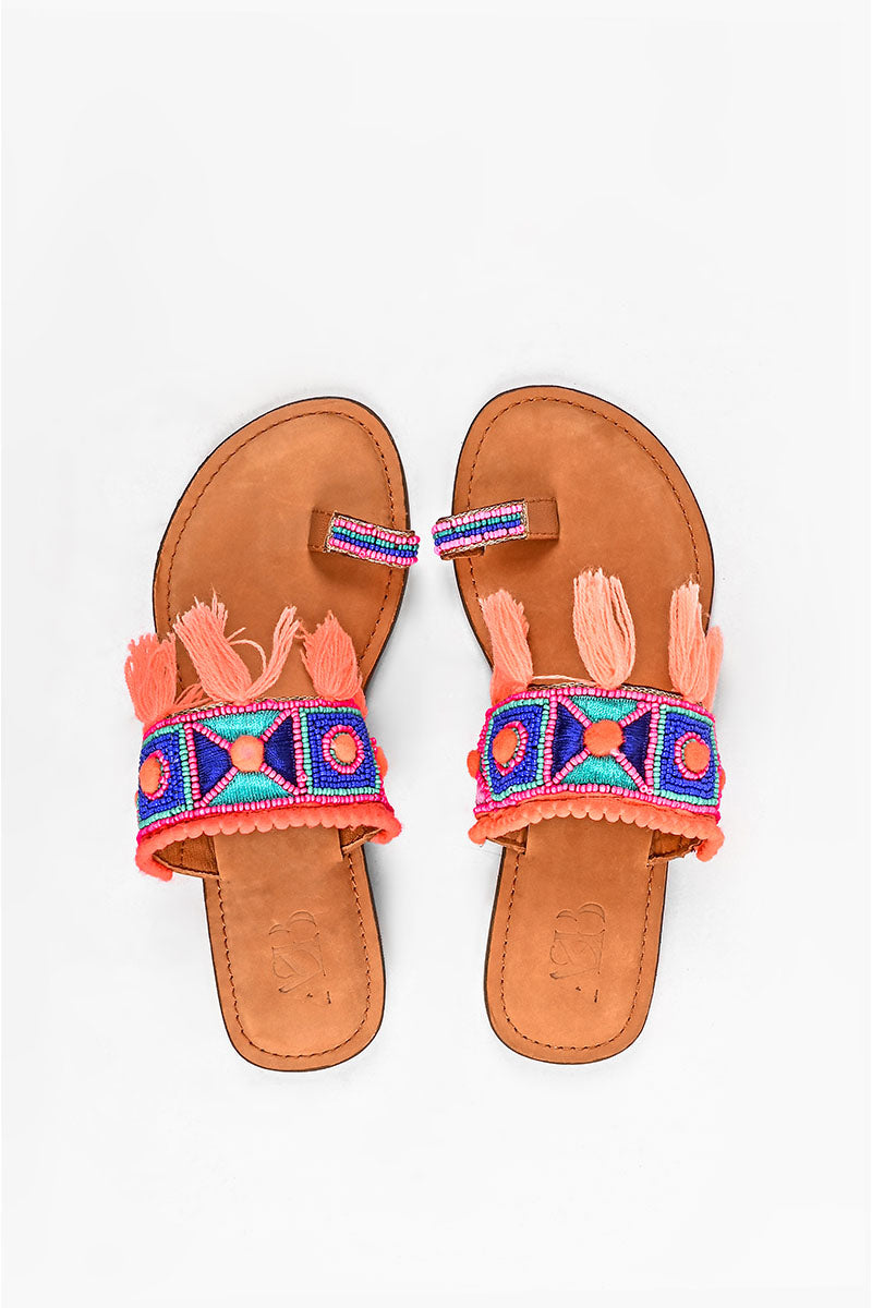 Mela Pompom and Tassel Toe Sandals – America & Beyond