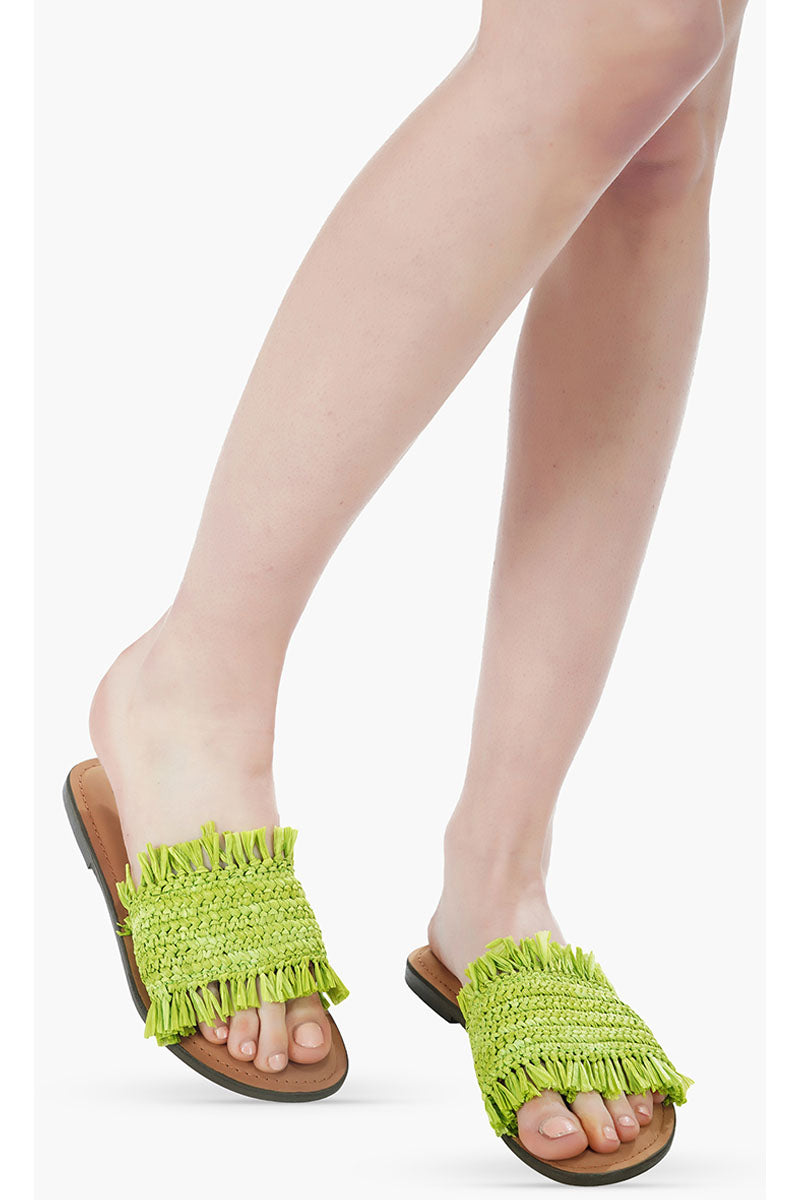 Neon green flat fashion sandals